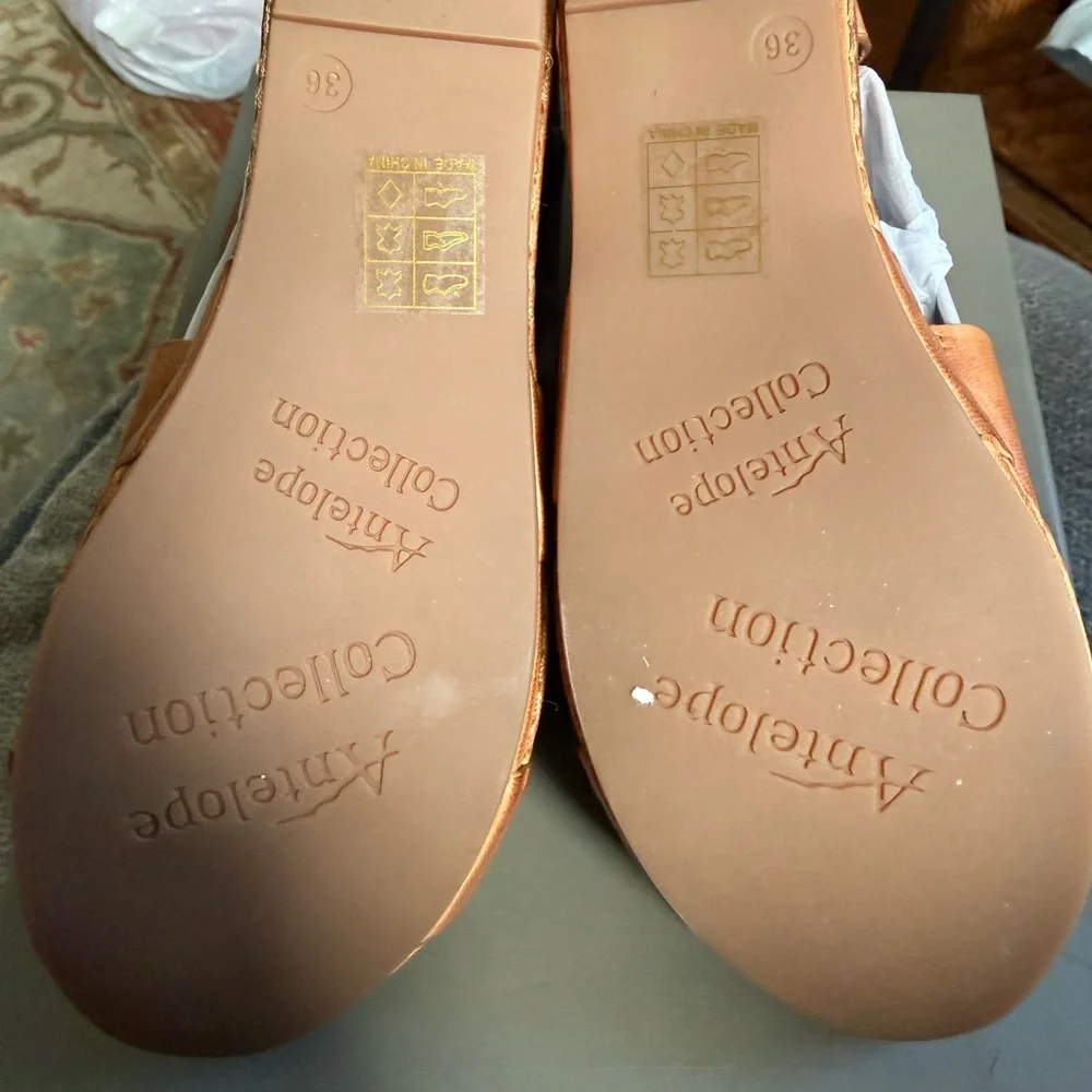 Antelope Tan Leather Crisscross Sandals - Picture 6 of 8